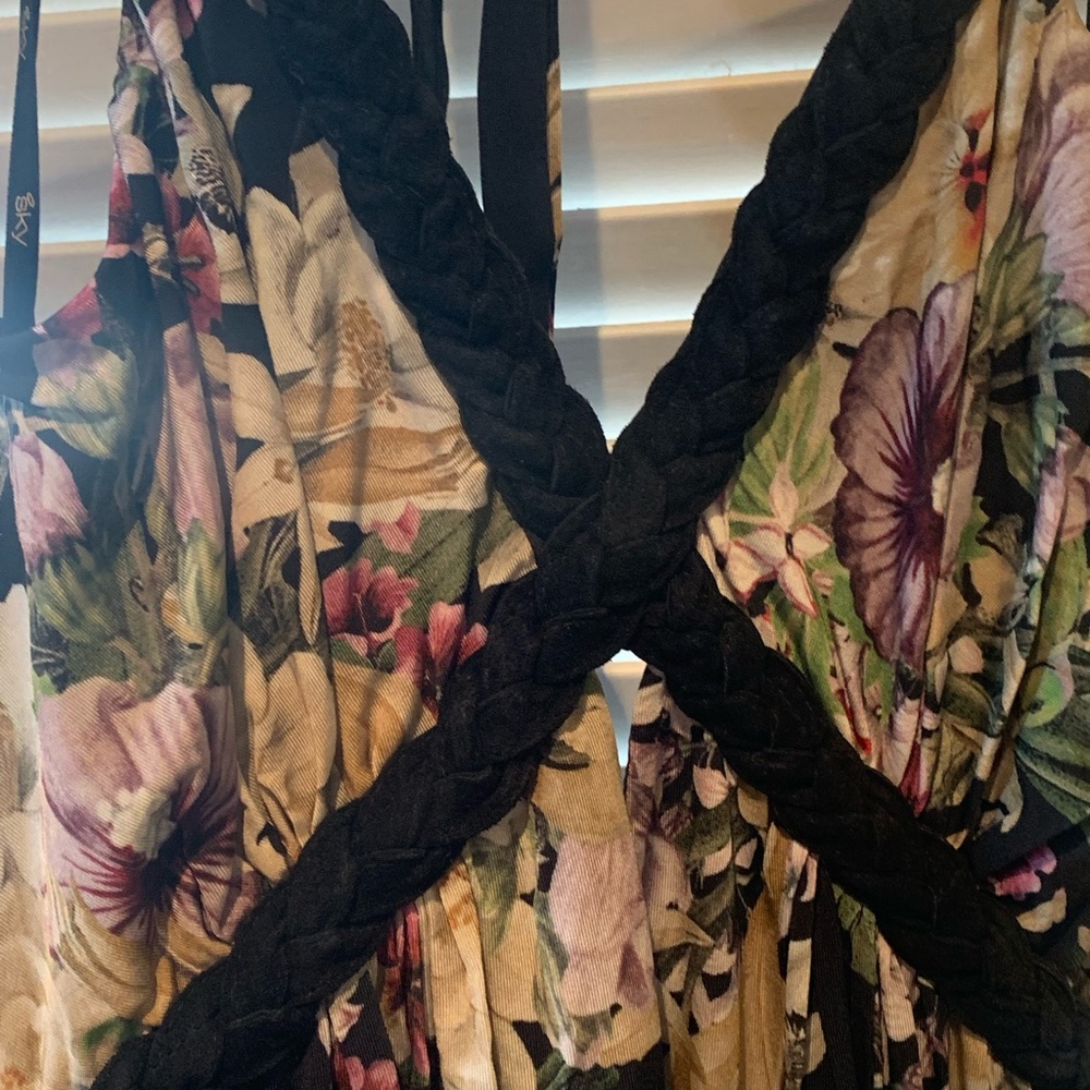 Beautiful full length black floral Sky dress NWT S/M